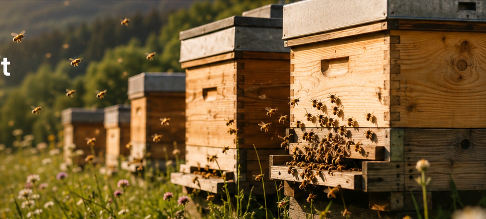 Dadant-Beuten mit Bienen